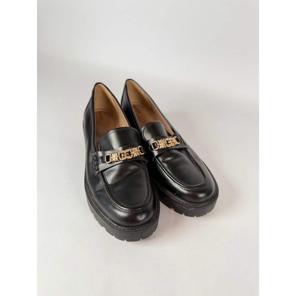 Sam Edelman Tinsley Black Leather Lug Sole Chain Loafers Womens Size‎ 7.5